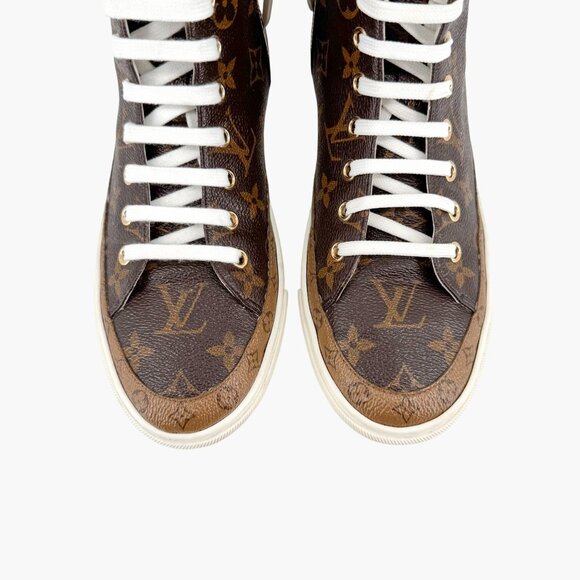 Louis Vuitton Stellar High Top Sneaker Boots Size 36.5 US 6.5 Brown LV Monogram - Picture 4 of 15